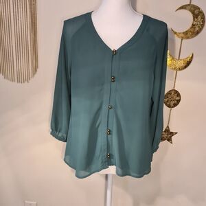 🏖 Green Sheer Blouse 